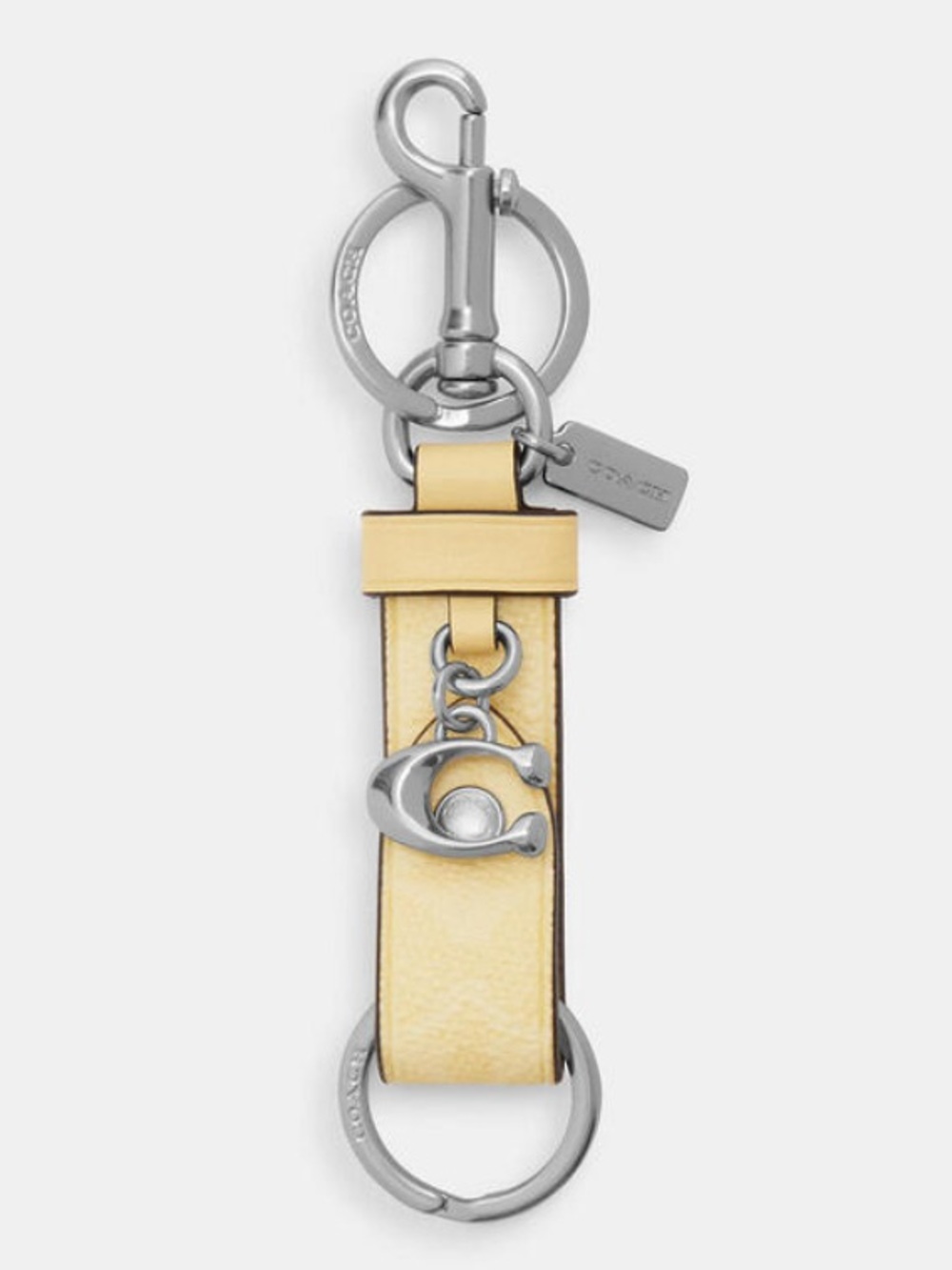 💛 Coach Trigger Snap Bag Charm in Signature Canvas Color Hay
